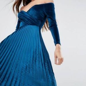 Elegant Blue Off-Shoulder Dress